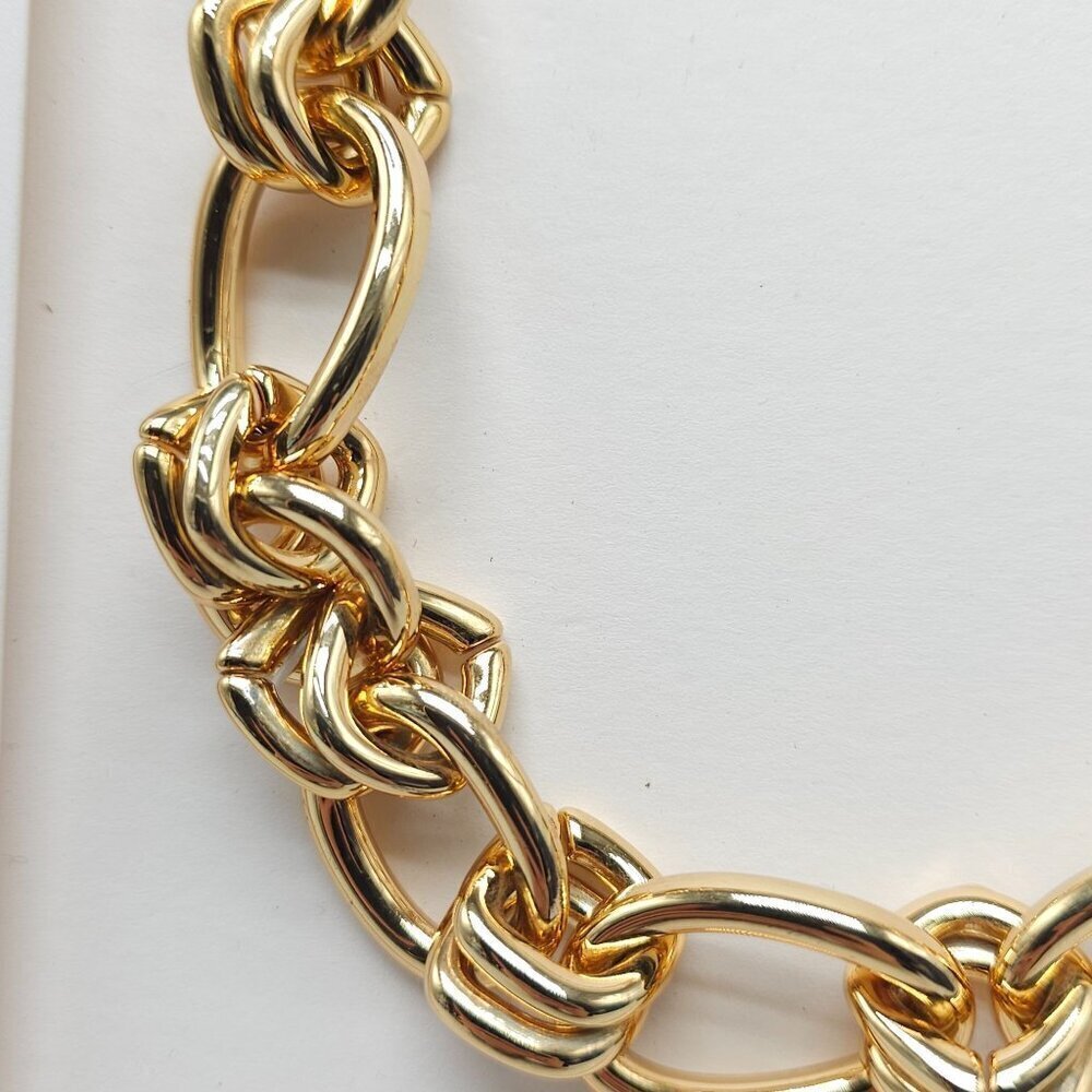 Chunky Gold Tone Interlocking Chain Necklace By Zara - Picture 3 of 6